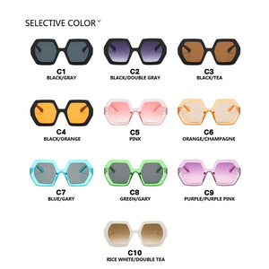 Occhiali <span class=keywords><strong>da</strong></span> sole concavi <span class=keywords><strong>da</strong></span> donna con grande montatura poligonale alla moda di grandi dimensioni alla moda poligonale - Product Image 4