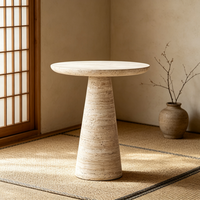Table d'appoint ronde en travertin naturel, table de chevet style Wabi Sabi, petite table basse d'appoint pour une décoration intérieure chic