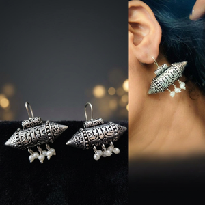 Silver Plated Casual Wear Oxidized <b>Hook</b> <b>Earrings</b> for Casual Party Wear for Women Handmade Bulk Product - Product Image 2
