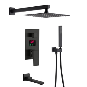 Dima-Sistema de ducha de cascada, juego de grifo Digital de 8 pulgadas para el techo, con cabezal de ducha de lluvia, color negro - Product Image 1