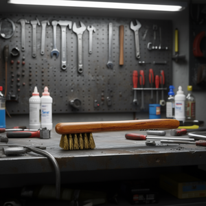 Brosse à manche en bois avec poils en laiton pour le nettoyage et le polissage - Product Image 3