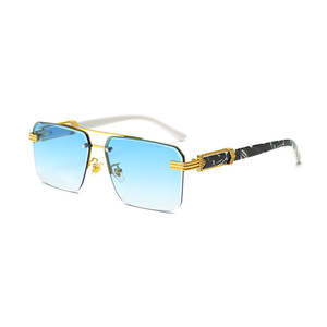 Unisex <b>Frameless</b> Beveled Sunglasses Metal <b>Frame</b> Rose Gold UV400 Protection PC Lens Class 2 Sunshades - Product Image 3