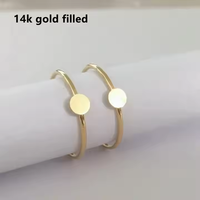 Bague en or 14 carats plaqué or, disque de 4 mm, cœur empilable de 3,5 mm, étoile simple de 1 mm d'épaisseur, pour femme, cadeau bijoux