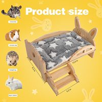 Lit en bois ZJH pour petits animaux avec escalier et tapis, cachette pour lapin, installation facile