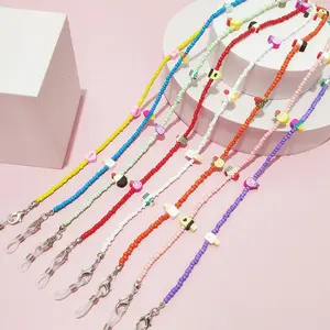 Eyewear Accessories heart candy color beaded surgical face masking chain diy for kids clip holder for eyeglass chain sunglasses