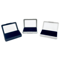 Boîte de présentation personnalisée pour pierres précieuses, avec couvercle transparent en plastique, cadre noir, blanc ou argenté, étui d'emballage pour diamants en vrac