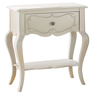 Pearl White 1-<b>Drawer</b> Nightstand With Shelf <b>Storage</b> <b>Drawer</b> Bedroom Furniture - Product Image 3