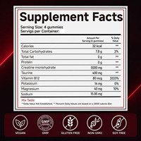 En stock : 120 gommes de créatine monohydrate 5000 mg par portion – Soutien à la croissance musculaire, à la force et à la récupération pour hommes et femmes