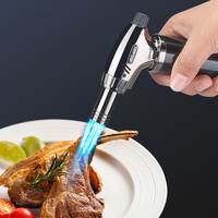 Fête en plein air BBQ Butane rechargeable Serrure de sécurité coupe-vent trois feu 1300 ° métal torche jet briquet pour cigare