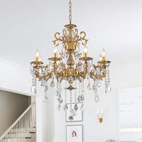 Plafonniers de luxe en cristal Meerosee Lustres approuvés UL Lustres en bronze en alliage de zinc poli Style moderne MD3135