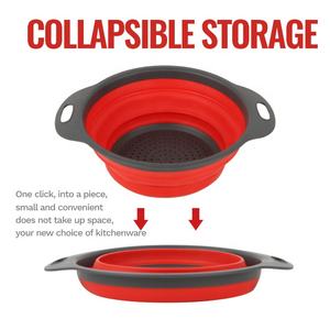 Gloway 2Pcs घर TPR सिंक रसोई Strainers फल सब्जी धोने की टोकरी सिलिकॉन Foldable बंधनेवाला कोलंडर Strainers सेट - Product Image 3