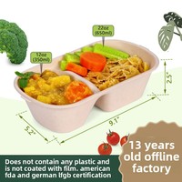 Boîte à lunch moderne minimaliste en pulpe de bambou biodégradable, conteneur à emporter de Chongqing, boîte à double compartiment de 900/1000 ml