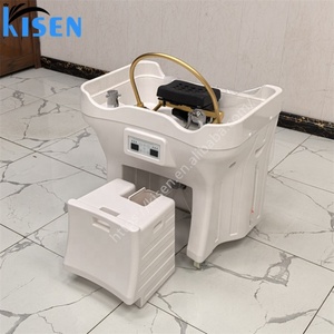 KISEN Bac à shampoing portable de luxe moderne sans tuyauterie, lavabo sans conduites en ABS durable et cuir synthétique pour salon de beauté - Product Image 4