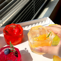 Gobelet anti-stress en silicone souple et transparent, effet glaçon d'été, avec motif de boisson et de thé aux fruits à bulles, vente en gros d'usine