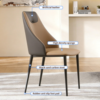 Chaise de salle à manger moderne en cuir PU avec mousse haute densité et structure en acier carbone pour la maison, les restaurants et les hôtels (vente en gros)