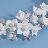 Diadème de luxe en résine souple fleurie, fait main, avec feuilles de zircon, pour anniversaire, fiançailles, fête, couronne de tête