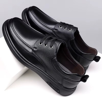 Chaussures décontractées en cuir marron pour hommes, à lacets, respirantes, antidérapantes, confortables, mocassins plats pour un usage quotidien, chaussures de bureau
