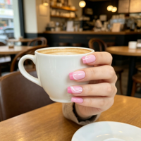 Ongles à presser carrés en gel UV, dégradé rose style Instagram et lignes ondulées blanches, design pour doigts, nouvelle arrivée pour salon, style célébrité internet