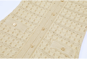 Abito Lungo in <span class=keywords><strong>Maglia</strong></span> con <span class=keywords><strong>Bottoni</strong></span> Decorativi, Stile Francese, Maniche Corte, Collo Tondo, Elegante e Casual per Ufficio - Product Image 4