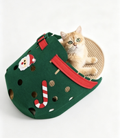 Pantoufle de Noël verte motif bonhomme de neige, style mode et mignon, pour arbre à chat, jeu interactif, soulage l'ennui, cadeau pour chat