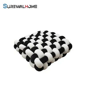SUREWALHOME编织座垫椅垫装饰打结垫舒适床沙发床卧室枕头可爱地板垫