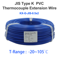 Kabel Ekstensi Termokopel PVC Berlapis Isolasi FEP Tipe K JIS, Tahan Air, Kompensasi Suhu, KX-G-JIS-0.5x2