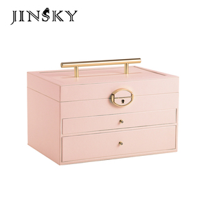 Multi-Layer Jewelry <b>Box</b> with <b>Lock</b> Drawer Style Storage Case for Rings Necklaces & Earrings Vanity Organizer Chest - Product Image 1