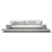 Indonesia contemporáneo al aire libre de fibra de vidrio muebles modulares LED-Lit jardín sofá conjunto para hoteles villas patios