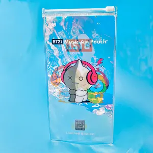 Bolsa de plástico personalizada con cremallera, embalaje de joyería holográfica, bonito logotipo personalizado, pvc transparente
