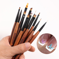 Nouveau Style stylo à ongles brosse gourde stylo 12 pièces bois de santal pôle tirer ligne dessin ongles Gel stylo brosse