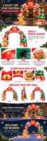 Arche gonflable de Noël avec arbre et boîtes cadeaux en forme d'homme en pain d'épices, Arche Joyeux Noël pour la décoration extérieure de jardin, pelouse et fête