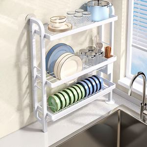 Escurridor de Platos de Pared de Alta Calidad con Múltiples Niveles, Sin Perforaciones, Ahorra Espacio en la Cocina, con Bandeja de Drenaje - Product Image 1