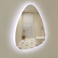 Miroir intelligent unisexe en forme de goutte d'eau, style français, anti-buée, écran tactile, éclairage LED, pour le maquillage, pour le commerce transfrontalier