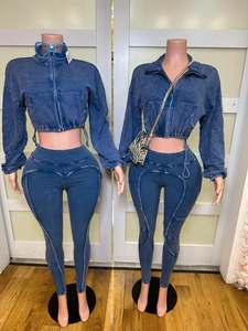 Winter Herfst Vrouwen Outfits Lange Mouw Katoen Zuur Crop Jasje Lange Broek 2 Delige Set Dame Vintage Tweedelige Jogger Set Vrouwen - Product Image 3