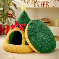 Weihnachtsbaum-Dreieck-Katzennest Verdickte Haustier-Welpenmatte Halbgeschlossenes Katzenhöhle Weihnachtssocken-Nest Weiches Warmes Katzenhaus Hundebett