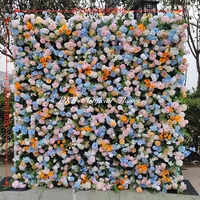 Décoration murale florale pour scène de mariage en gros, mur de roses blanches avec feuilles, fleurs artificielles pour la décoration de mariage