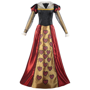 Costume de reine des cœurs pour adulte, robe de cosplay avec couronne, motif de cœurs rouges et dorés, tenue de spectacle sur scène - Product Image 5