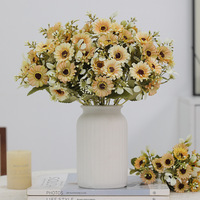 Bouquet de fleurs artificielles en soie de haute qualité, petites marguerites et camomilles, couleur automne, décoration pour la maison, mariage, table à manger, extérieur