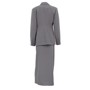 <span class=keywords><strong>Ensemble</strong></span> de tailleur pour femme de bureau en deux pièces, <span class=keywords><strong>jupe</strong></span> enveloppante grise à fente sur le devant, <span class=keywords><strong>ensemble</strong></span> de <span class=keywords><strong>blazer</strong></span> pour femme d'automne - Product Image 5