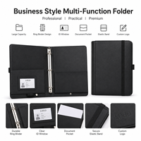 Carpeta de Anillas A4 de Cuero PU con Logotipo Personalizado, Organizador de Portafolio de Negocios con Ventana para Identificación y Portaplumas para Reuniones de Oficina, Venta al Por Mayor