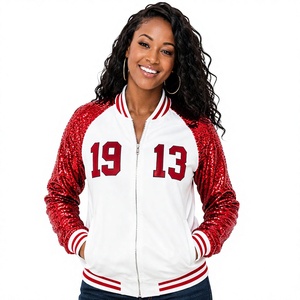 <b>white</b> and red 1913 Delta sigma sequin sleeve theta Satin <b>Jacket</b> Sequin Sleeves greek organization chenille patch <b>jacket</b> - Product Image 1