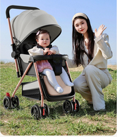 Poussette compacte pliable en lin à deux sens, cadre en acier inoxydable, 0-3 ans, capacité de charge de 20 kg, s'assoit, se couche, grande roue arrière, Tongxien XHX