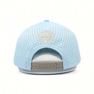 Custom 6 Panel 100% Polyester Baseball Hat Caps High Quality Structured Woven <b>Patch</b> Water Resistant Laser Cutting Drilled Hole - Product Image 4