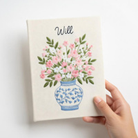 Carnet moderne en tissu imprimé floral A5/A6, couverture rigide en lin, pour l'école et le bureau