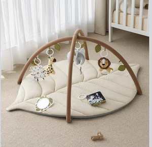 Tapis d'éveil sensoriel pour bébé <span class=keywords><strong>nouveau</strong></span>-<span class=keywords><strong>né</strong></span> en peluche ivoire pour dormir et ramper, pliable, en forme de feuille, en coton, lit pour bébé, tapis d'activité - Product Image 1