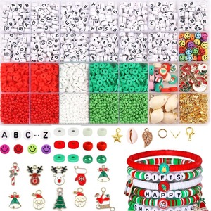 Christmas Polymer Clay Jewelry Kit Letter Beads DIY Bracelet Making Craft Supplies Handmade Decorative Elements - Product Image 1