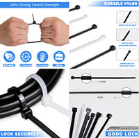 Sujetadores y accesorios de suministro industrial Juego de cables de nailon autoblocante 66 Bridas de cremallera de alambre Longitudes 200mm 250mm 300mm 400mm