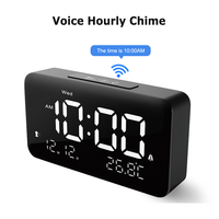 Jam modern tempat tidur cerdas, kontrol suara dan jam alarm berbunyi tiap jam dengan speaker untuk anak-anak