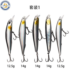 Juego de señuelos Minnow, 5 piezas, 80 mm, 12 g, señuelo duro de suspensión para pesca de lubina - Product Image 2