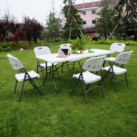 Table et chaise pliables modernes en plastique HDPE noir à usage intensif Mobilier de fête en plein air pour mariage et banquet Événement